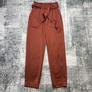 Abercrombie & Fitch Pants Womens XS Rust Satin Paperbag High Waist Taper Tie